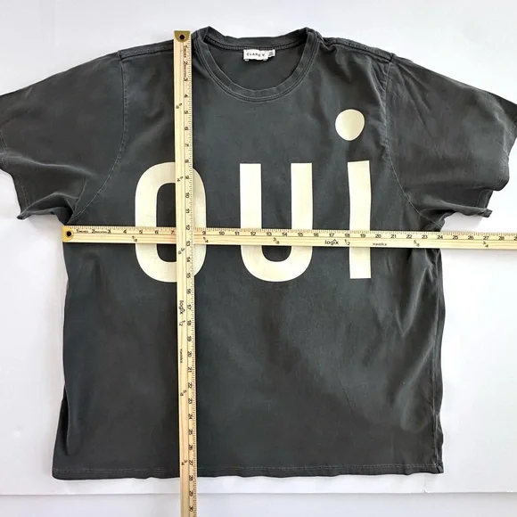 Clare V. Original Tee in Faded Black with Cream Grand 'Oui' Print | XXL | GUC - Picture 6 of 12